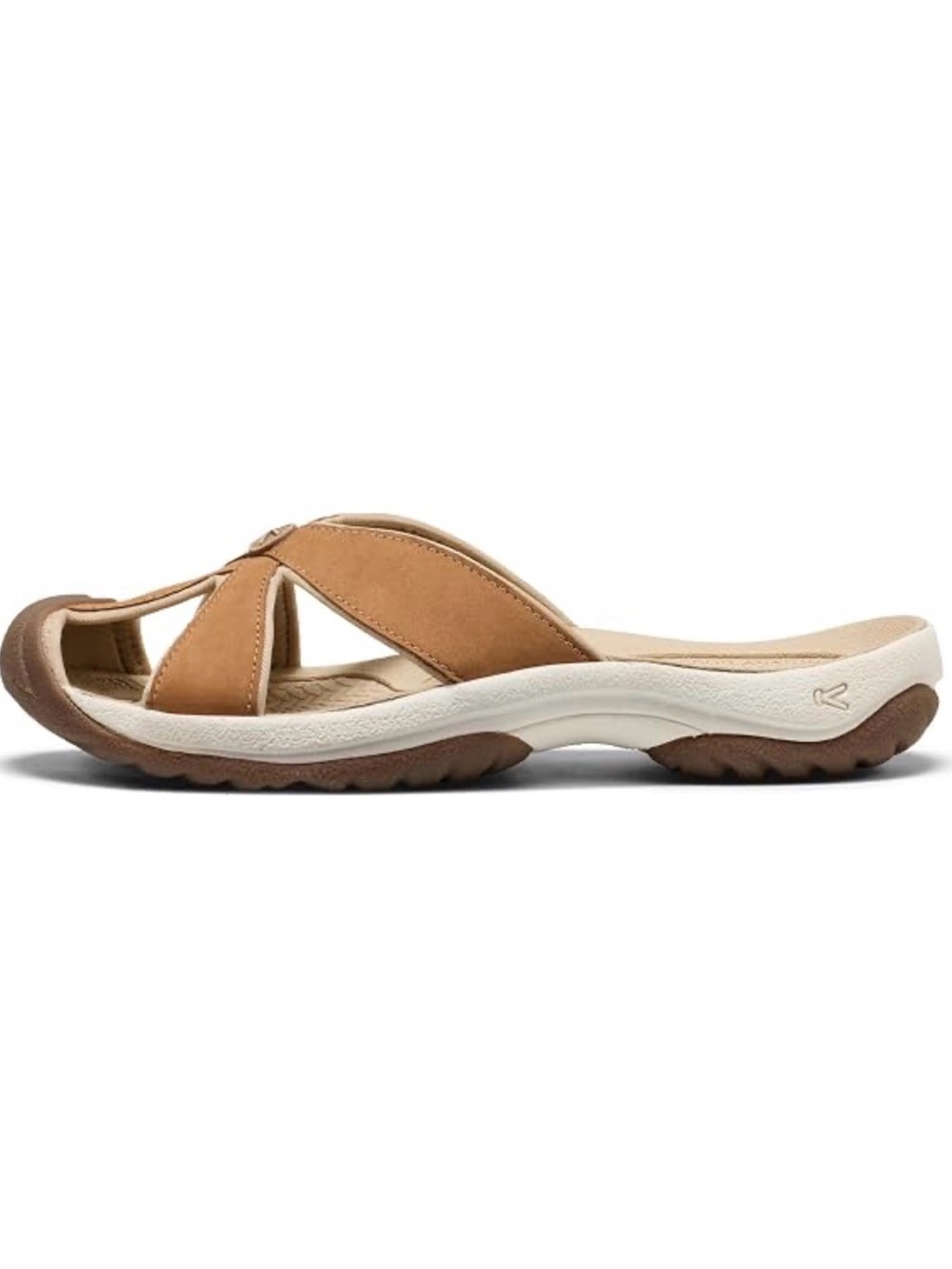 KEEN Women's Bali Slip On Leather Sandals Closed Toe Flip-Flops Color: Chipmunk/